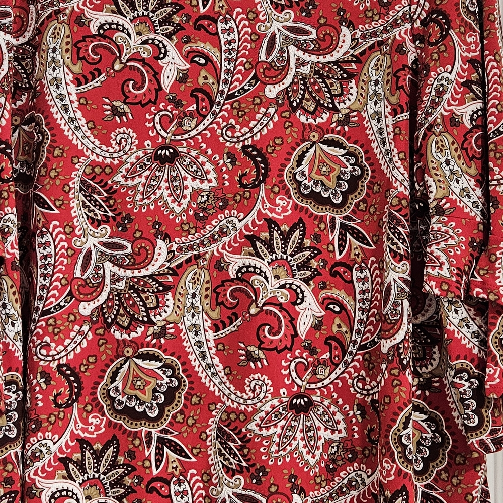 Ruby Rd. Red Paisley Women's Top - Picture 5 of 6